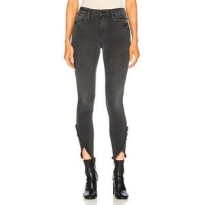 Frame Denim Le High Skinny Jeans Size 25 Gray Quinby Asymmetrical Frayed Hem 70s